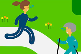 Zeichnung von zwei Personen, die sich bewegen